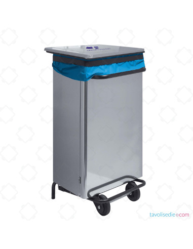Waste separation bin with pedal lid 36x46 Cm. H. 90 Cm - Stainless steel
