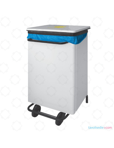 Recycling Bin H70 Rectangular With Pedal Lid - White