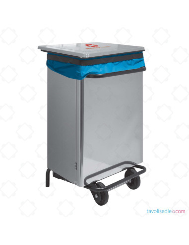 Waste separation bin with pedal lid 36x46 Cm. H 70 Cm - Stainless steel