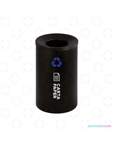 Round waste bin for waste separation with self-extinguishing lid - Painted black
