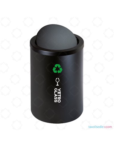 Round waste bin with revolving lid - Painted black