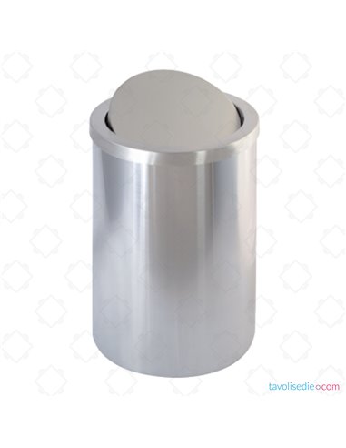 Paper waste paper with swivel cover in satin stainless steel - Diam. 25 Cm. Alt. 37 Cm. - Satin finish