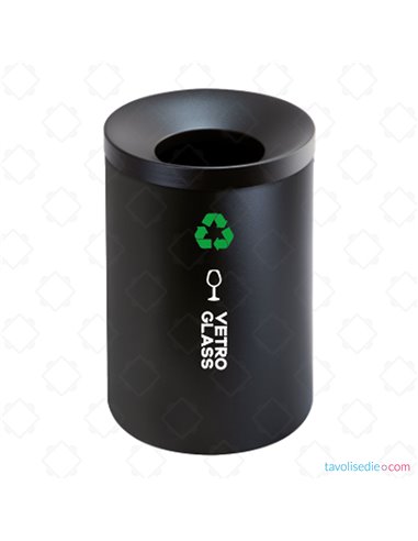 Round waste bin Ø 25 cm x 37 cm with self-extinguishing lid - painted black