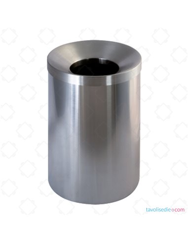 Self-extinguishing stainless steel waste bin with lid Ø 25 cm x 37 cm