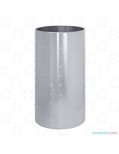 Round umbrella stand with ashlars in grey painted metal