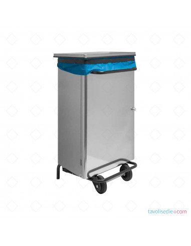 Dustbin with pedal lid and stainless steel tubing 36x46 Cm. H 90 Cm