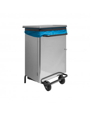 Rectangular Dustbin With Pedal Lid With Stainless Steel Tubing - 36X46 Cm. H 70 Cm. - Stainless Steel