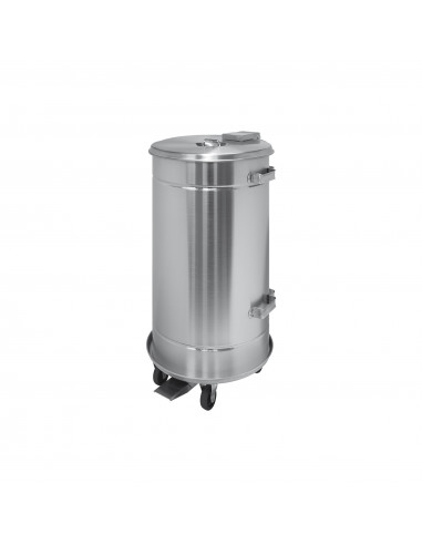 Watertight Dustbin Complete With Trolley And Lid Pedal Opening - Diam. 40 Cm. H 90 cm. - Satin