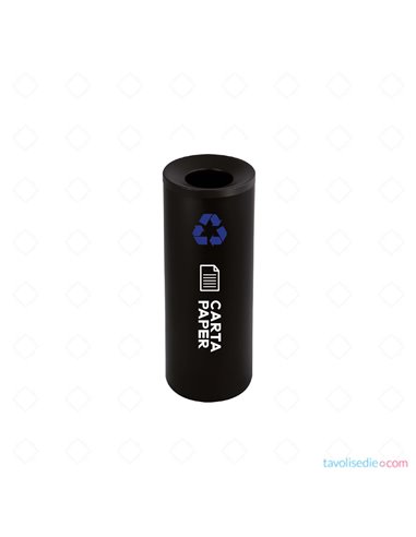 Recycling Bin With Self-Extinguishing Lid - Diam. 20 Cm. H 60 cm. - Black