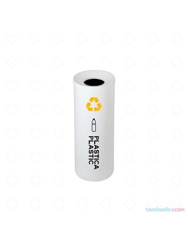Recycling Bin With Self-Extinguishing Lid - Diam. 20 Cm. H 60 cm. - White