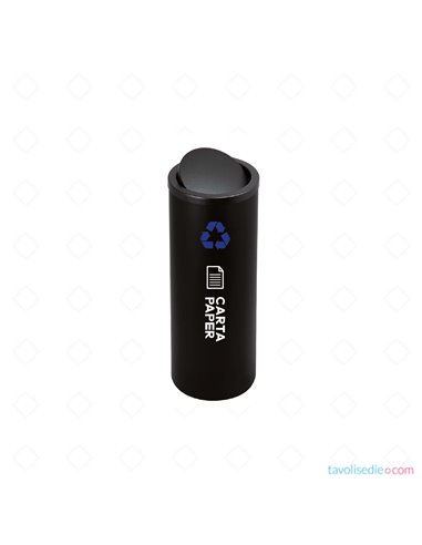 Recycling Bin With Swivel Lid - Diam. 20 Cm. H 60 cm. - Black
