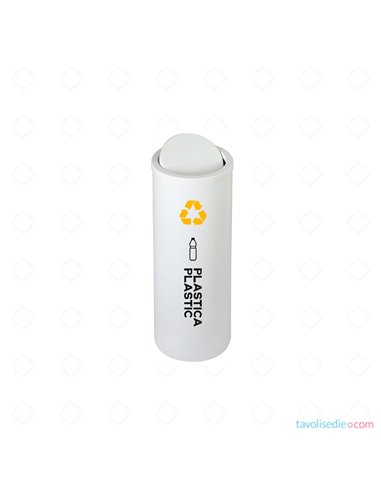Recycling Bin With Swivel Lid - Diam. 20 Cm. H 60 cm. - White
