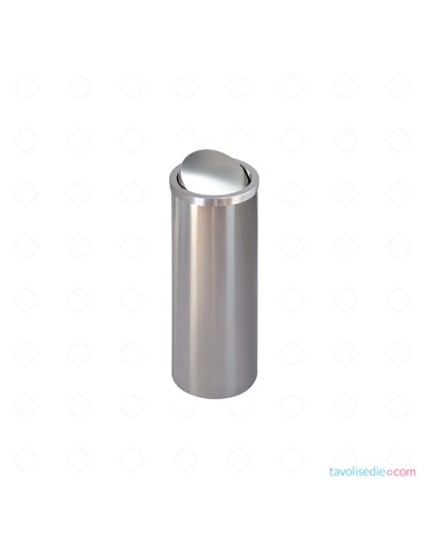 Paper waste paper with swivel cover in satin stainless steel - Diam. 20 Cm. Alt. 60 Cm. - Satin finish