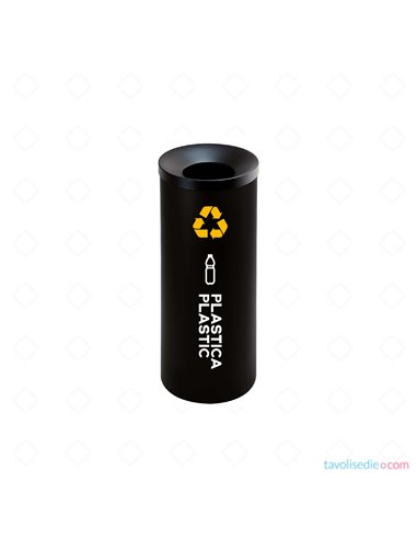 Recycling Bin With Self-Extinguishing Lid - Diam. 25 Cm. H 70 cm. - Black