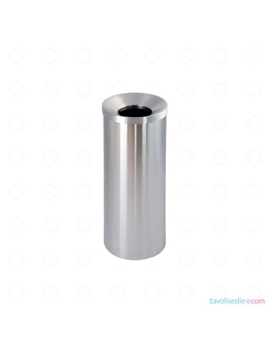 Paper waste paper with self-extinguishing cover in satin stainless steel - Diam. 25 Cm. Alt. 70 Cm. - Satin finish