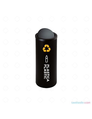 Recycling Bin With Swivel Lid - Diam. 25 Cm. H 70 cm. - Black