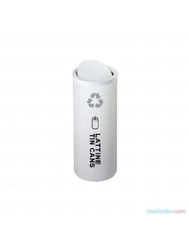 Recycling Bin With Swivel Lid - Diam. 25 Cm. H 70 cm. - White