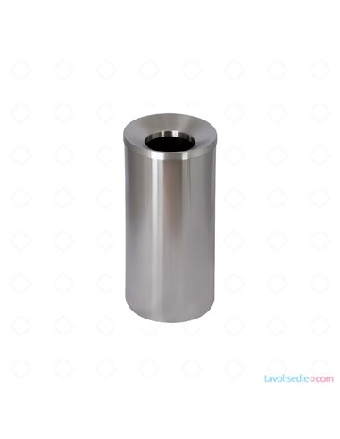 Paper waste paper with self-extinguishing cover in satin stainless steel - Diam. 30 Cm. Alt. 70 Cm. - Satin finish