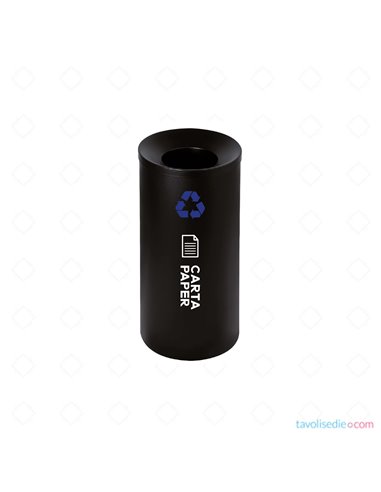 Recycling Bin With Self-Extinguishing Lid - Diam. 30 Cm. H 70 cm. - Black