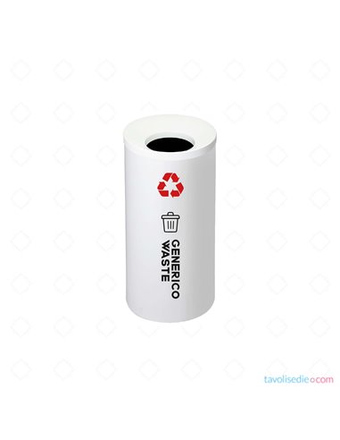 Recycling Bin With Self-Extinguishing Lid - Diam. 30 Cm. H 70 cm. - White