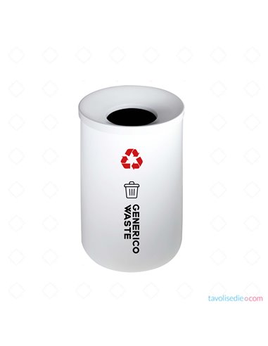 Recycling Bin With Self-Extinguishing Lid - Diam. 40 Cm. H 70 cm. - White