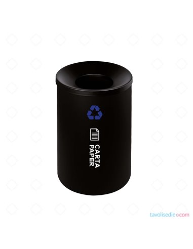 Recycling Bin With Self-Extinguishing Lid - Diam. 40 Cm. H 70 cm. - Black