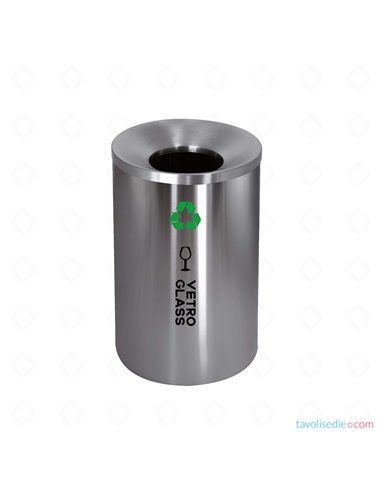 Recycling Bin With Self-Extinguishing Stainless Steel Lid - Diam. 40 Cm. H 70 cm. - Satin finish