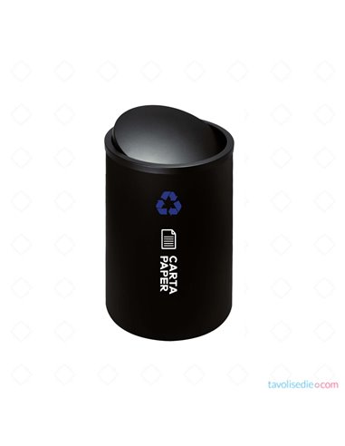 Recycling Bin With Swivel Lid - Diam. 40 Cm. H 70 cm. - Black