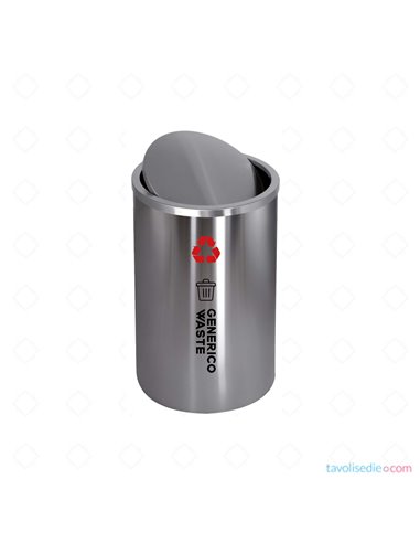 Recycling Bin With Stainless Steel Swivel Lid - Diam. 40 cm. H 70 cm. - Satin finish