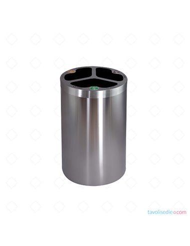 Three-Bucket Waste Collection Container - Satinato