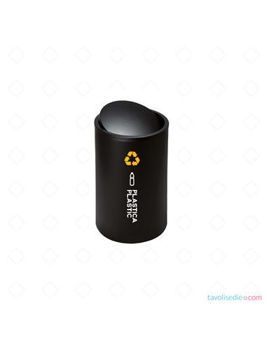 Recycling Bin With Swivel Lid - Diam. 35 Cm. Height 62 cm. - Black