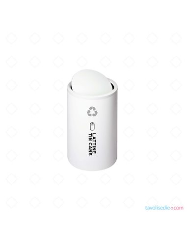 Recycling Bin With Swivel Lid - Diam. 35 Cm. Height 62 cm. - White