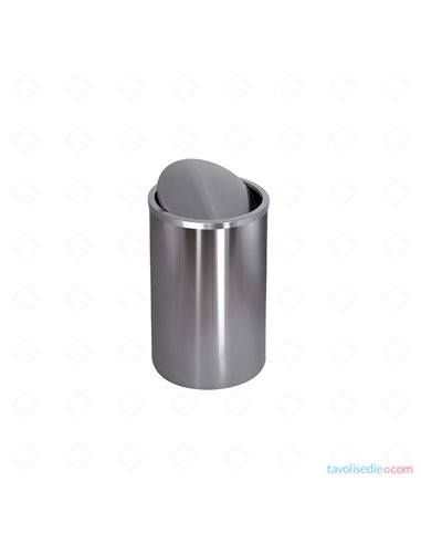 Paper waste paper with swivel cover in satin stainless steel - Diam. 35 Cm. Alt. 62 Cm. - Satined