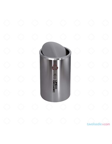 Recycling Bin With Stainless Steel Swivel Lid - Diam. 35 Cm. Height 62 cm. - Satin finish