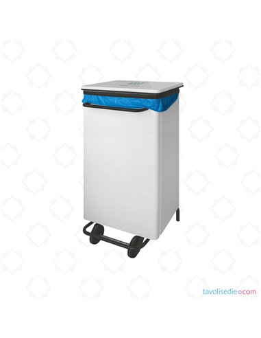 Rectangular Waste Collection Bin H90 With Pedal Lid - White