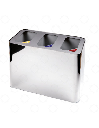 Arborio 3-bin recycling bin - Polished stainless steel