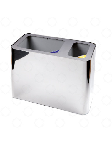 Arborio polished stainless steel 2-bin recycling bin