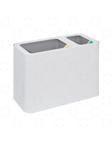 Two-compartment waste bin for waste separation painted white